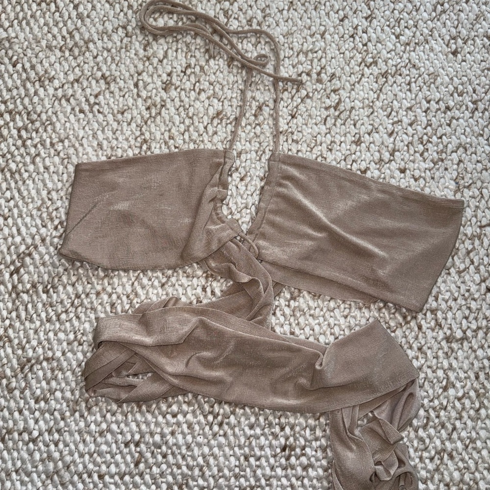 White Fox Boutique Tan Crop Top